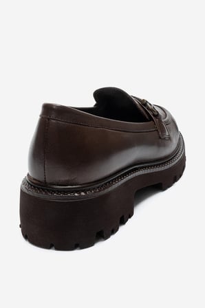 Kadın Kalın Taban Loafer Ayakkabı Gerçek Deri MTD 24352 KAHVERENGİ
