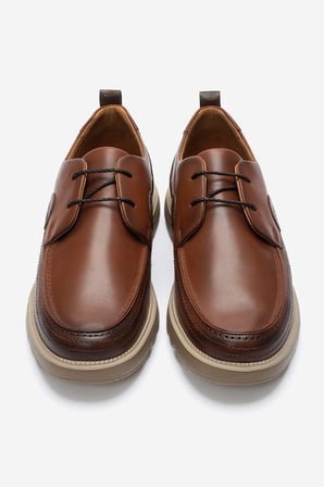 Erkek Kalın Taban Comfort Casual Ayakkabı Gerçek Deri CR 2896 TABA 