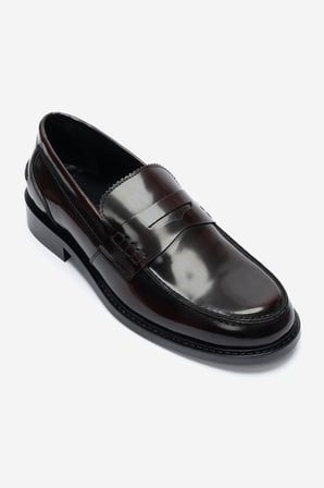 DERİCLUB Erkek Klasik Rugan Deri Loafer Gerçek Deri CR 2655 BORDO 