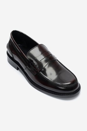 DERİCLUB Erkek Klasik Rugan Deri Loafer Gerçek Deri CR 2655 BORDO 