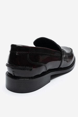DERİCLUB Erkek Klasik Rugan Deri Loafer Gerçek Deri CR 2655 BORDO 