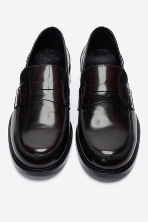 DERİCLUB Erkek Klasik Rugan Deri Loafer Gerçek Deri CR 2655 BORDO 