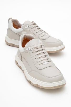 Erkek Rahat Taban Comfort Casual Ayakkabı Gerçek Deri FR 252290 BEJ