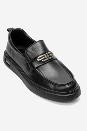 Erkek Düz Taban Loafer Ayakkabı Gerçek Deri CR 2996 SİYAH 