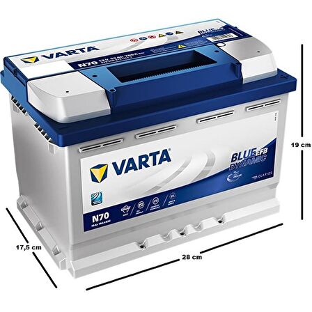 Varta Akü  12V 70 Ah Amper 760A Start-Stop EFB N70