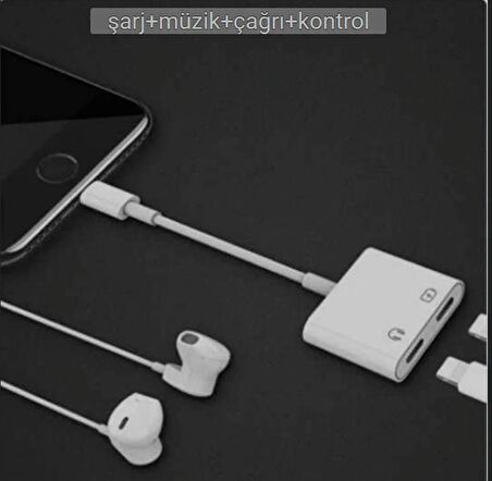 QASUL iPhone Lightning 2in1 Şarj Kulaklık Dönüştürücü Jack Adaptör Şarj Çoğaltıcı Splitter