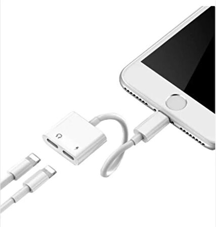 QASUL iPhone Lightning 2in1 Şarj Kulaklık Dönüştürücü Jack Adaptör Şarj Çoğaltıcı Splitter