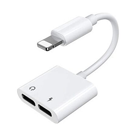 QASUL iPhone Lightning 2in1 Şarj Kulaklık Dönüştürücü Jack Adaptör Şarj Çoğaltıcı Splitter