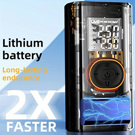 Oto Kompresör Şarjlı Taşınabilir Powerbank El Fenerli Araç Lastik Şişirme Pompası Flaş Göstergeli 