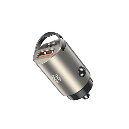 Araba araç telefon 2li Hızlı Metal şarj aleti şarj soketi girişli Type-c + Usb 2 Girişli 30W Güvenli