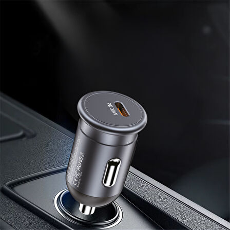 araç çakmak usb dönüştürücü Şarj Soket (Alüminyum Tasarım - 30W Hızlı şarj desteği - Oto Şarj Kesme)