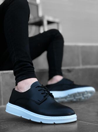 BA0003 Bağcıklı Klasik Siyah Beyaz Yüksek Taban Casual Erkek Ayakkabı