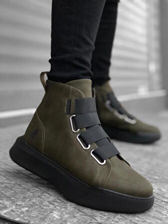 BA0142 Bantlı Erkek Yüksek Taban Haki Spor Bot