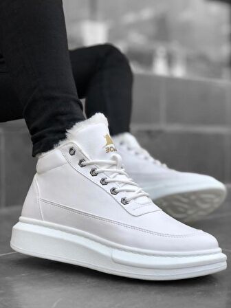 BA0151 İçi Kürklü Bağcıklı Beyaz Erkek Tarz Spor Bot