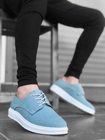 BA0003 Bağcıklı Klasik Spor Keten Turkuaz Yüksek Taban Casual Erkek Ayakkabı