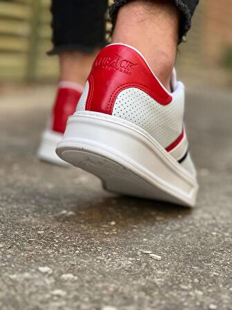 KB-036 Bağcıklı Beyaz Kırmızı Günlük Erkek Ayakkabı