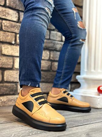 BA0302 Kalın Taban Bağcıksız Tarz Casual Karamel Renk Erkek Ayakkabı