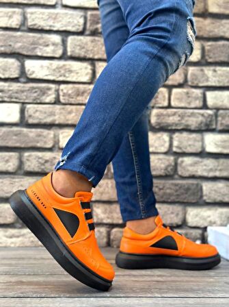 BA0302 Kalın Taban Bağcıksız Tarz Casual Turuncu Erkek Ayakkabı
