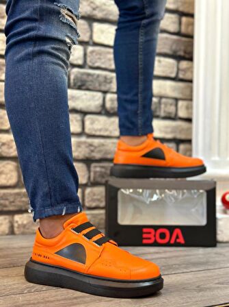 BA0302 Kalın Taban Bağcıksız Tarz Casual Turuncu Erkek Ayakkabı