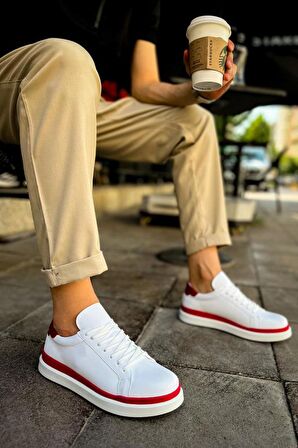 CH979 Santoni GBT Spor Erkek Ayakkabı BEYAZ/KIRMIZI
