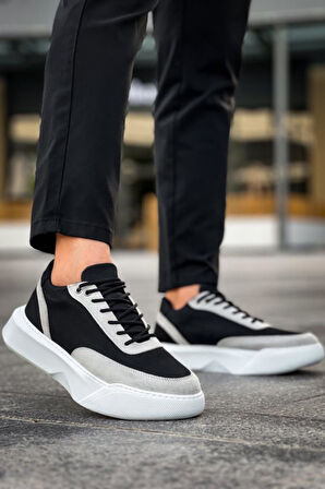 Siyah Tasarım Yüksek Taban Spor Ayakkabı