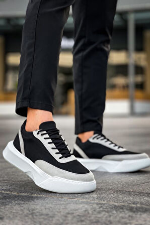 Siyah Tasarım Yüksek Taban Spor Ayakkabı