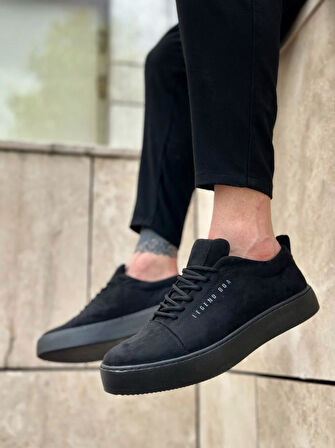 BA0104 Bağcıklı Siyah Süet Spor Klasik Erkek Ayakkabı