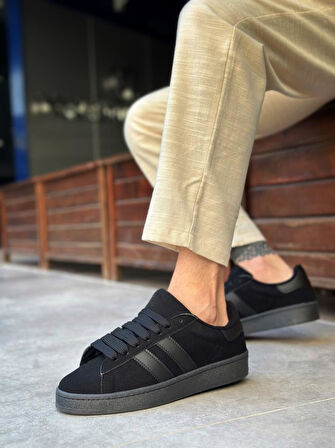 BA0235 BOA İki Çizgili Siyah Taban Erkek Günlük Ayakkabı