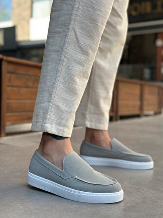 BA0241 Bağcıksız Yüksek Taban Gri Süet Erkek Ayakkabı