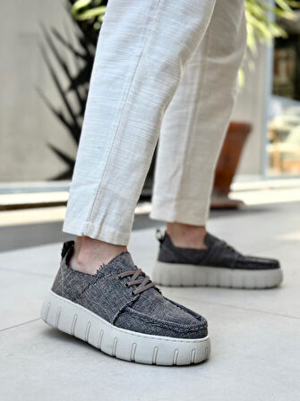 BA0676 BOA Kahverengi Keten Yüksek Taban Erkek Yazlık Ayakkabı