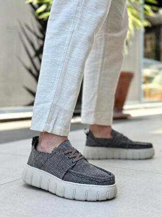 BA0676 BOA Kahverengi Keten Yüksek Taban Erkek Yazlık Ayakkabı