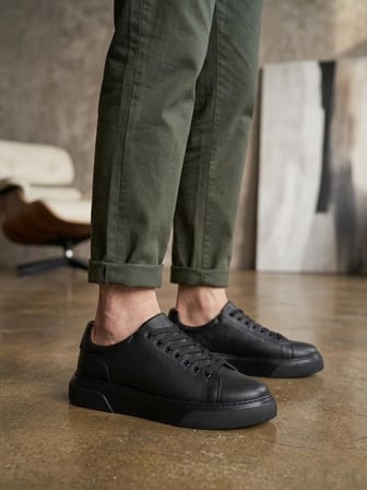 BLF-010 Erkek Sneaker Günlük Casual Spor Ayakkabı Siyah Taban
