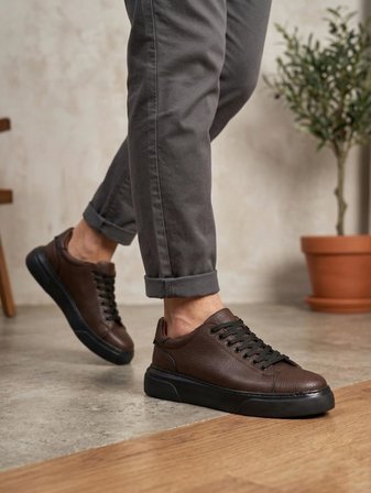 BLF-010 Erkek Sneaker Günlük Casual Spor Ayakkabı Kahverengi Siyah Taban