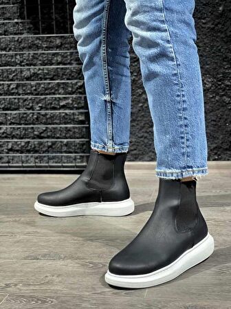 Knack Yüksek Taban Ayakkabı 111 Siyah (Beyaz Taban)