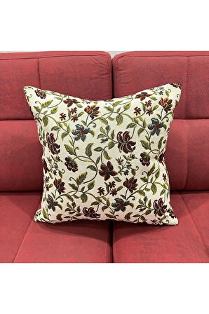 Çiçek Desenli Yastık Kılıfı Çift Taraflı Goblen Kumaş Kapalı Fermuarlı Kırlent