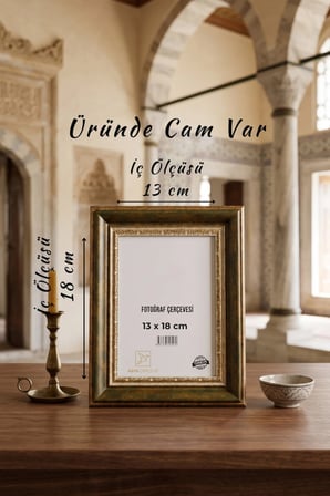 Hürrem Sultan Serisi 13 x 18 İşlemeli Eskitme Fotoğraf Çerçevesi Camlı Dekoratif Duvar & Masa Tipi Plastik Çerçeve