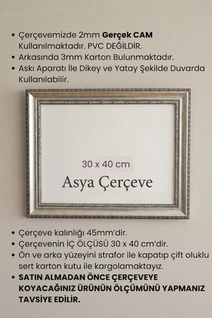 30 x 40 cm Hürrem Sultan Serisi Camlı Oda Mutfak Salon Koridor Poster Puzzle Forma ve Resim Çerçevesi