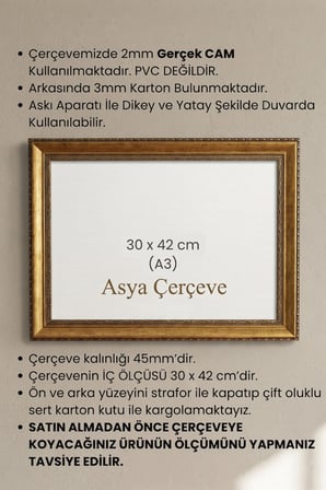 30 x 42 cm Hürrem Sultan Serisi Camlı Oda Mutfak Salon Koridor Poster Puzzle Forma ve Resim Çerçevesi