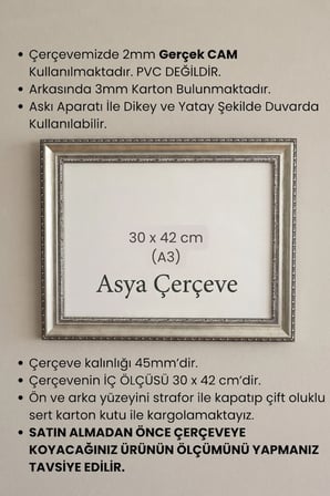 30 x 42 cm Hürrem Sultan Serisi Camlı Oda Mutfak Salon Koridor Poster Puzzle Forma ve Resim Çerçevesi