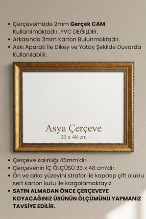 33 x 48 cm Hürrem Sultan Serisi Camlı Oda Mutfak Salon Koridor Poster Puzzle Forma ve Resim Çerçevesi