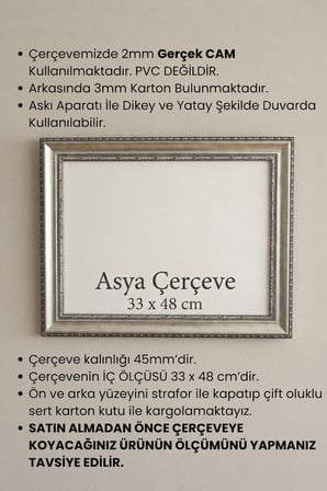 33 x 48 cm Hürrem Sultan Serisi Camlı Oda Mutfak Salon Koridor Poster Puzzle Forma ve Resim Çerçevesi
