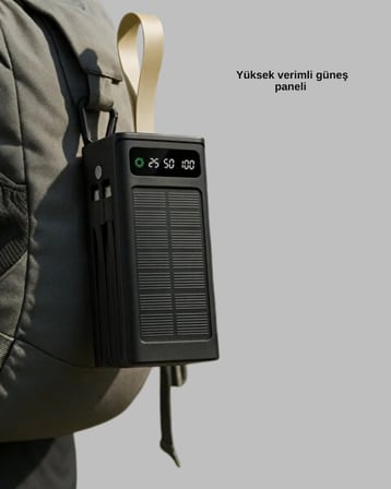 Güneş Enerjili Powerbank Dijital Göstergeli Taşınabilir Güç Kaynağı Yeni Nesil