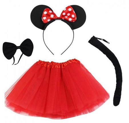 Minnie Mouse Kostüm Seti Etek Taç Kuyruk Papyon Gösteri Seti Bx40
