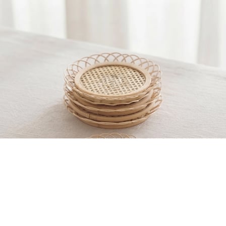12 Parça El Yapımı Bambu Çay Seti - El Yapımı Bambu Bardak Altlığı - 6 Kişilik Fincan Takımı