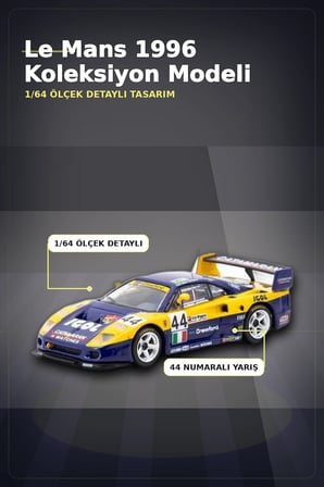 Eco Lounge 1/64 Ferrari F40 GTE 24h of Le Mans 1996 Diecast Model Araba BX-313349