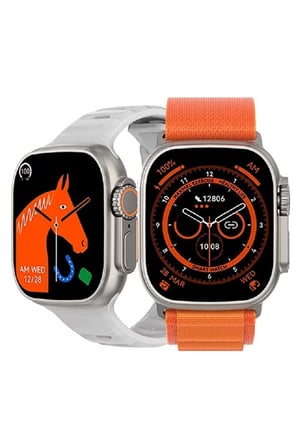 Turuncu Akıllı Saat 49 mm 2.05 İnç GPS NFC Nabız Uyku Takibi Sim Kartlı Siyah Kasa 200-300 mAh
