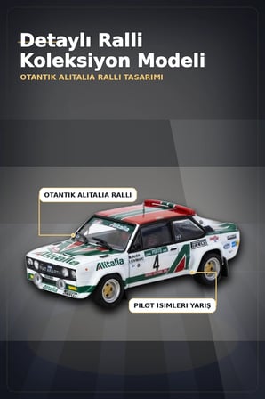 1978 Portekiz Rallisi Galibi 1/64 Fiat 131 Abarth Diecast Model Araba Koleksiyonluk BX-313350
