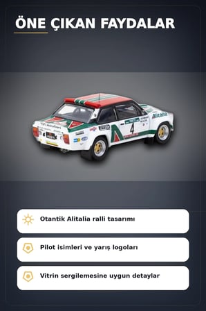1978 Portekiz Rallisi Galibi 1/64 Fiat 131 Abarth Diecast Model Araba Koleksiyonluk BX-313350