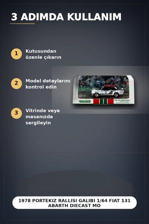1978 Portekiz Rallisi Galibi 1/64 Fiat 131 Abarth Diecast Model Araba Koleksiyonluk BX-313350