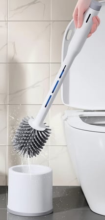 Silikon Deterjan Hazneli Esnek Tuvalet Fırçası - Banyo Temizliği İçin